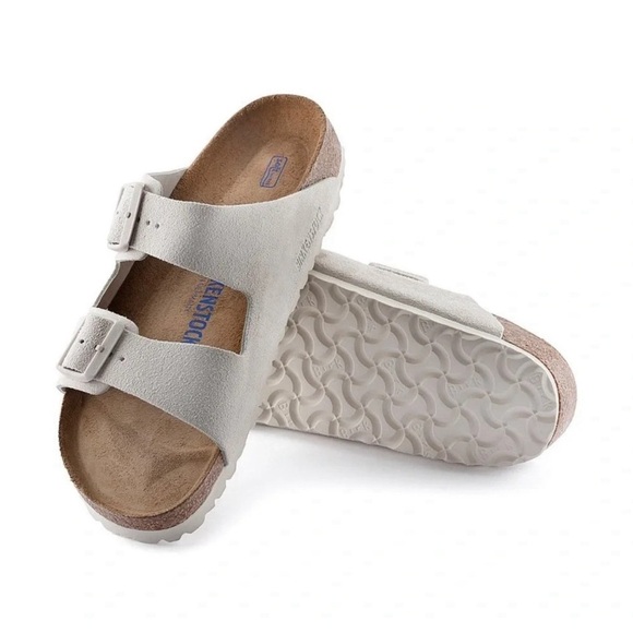 Birkenstock Other - Birkenstock Arizona Slide Suede Leather Antique White Sandals Men’s Size 43 / 10
